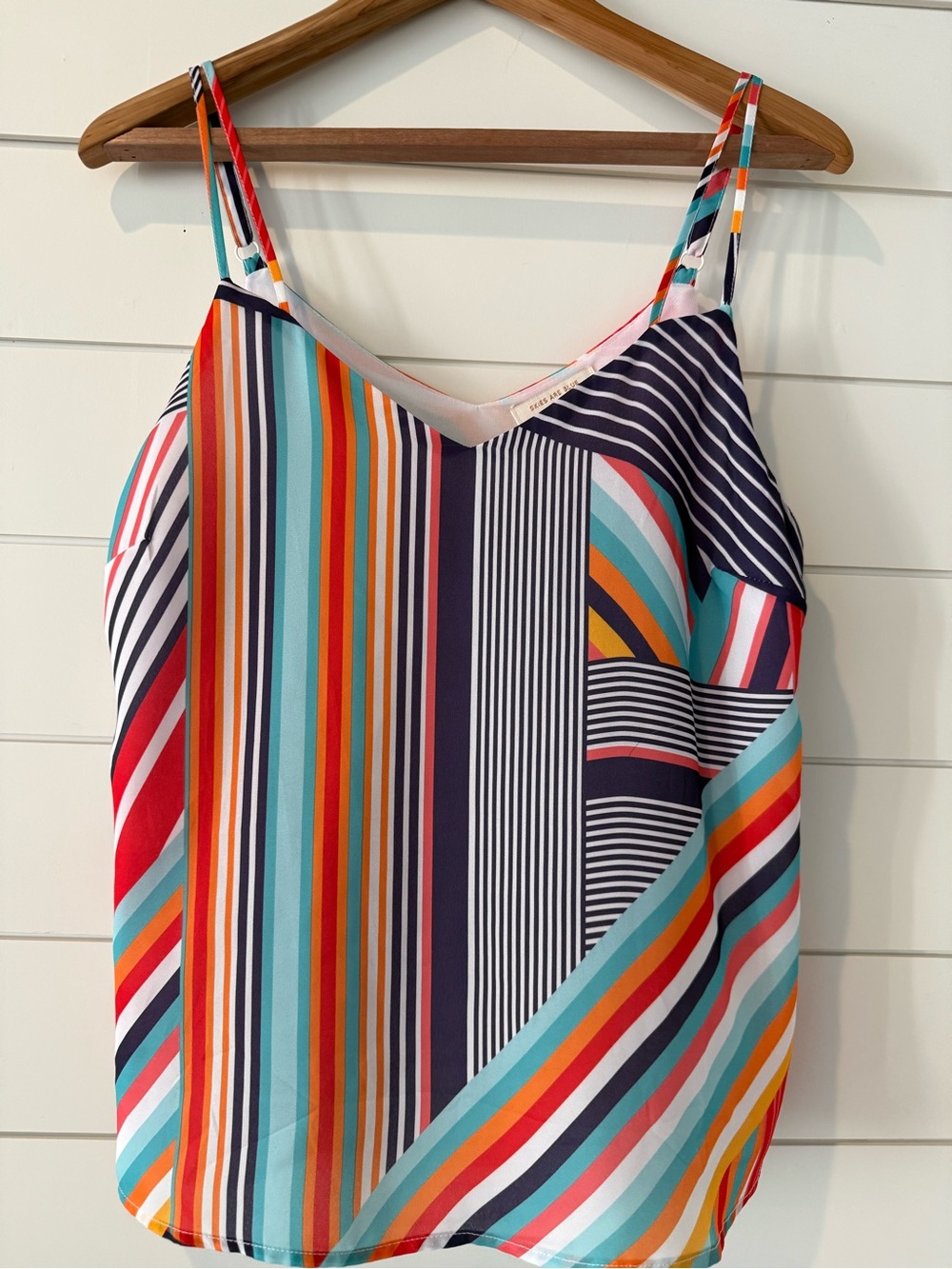 Skies Are Blue Vibrant Multistripe V-Neck Cami